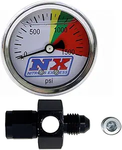 Nitrous Express 15509 D-4 0-1500 psi N2O Flo-Thru Pressure Gauge 1.625 in.