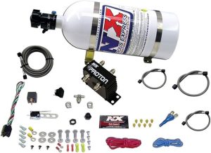 Nitrous Express Nitrous Oxide System, Proton Plus, Wet, Single Stage, 35-150 HP, 10 lb Bottle, White, Universal EFI, Kit