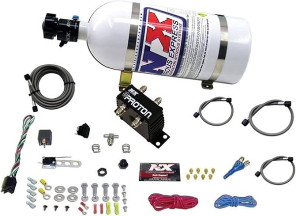 Nitrous Express Nitrous Oxide System, Proton Plus, Wet, Single Stage, 35-150 HP, 10 lb Bottle, White, Universal EFI, Kit