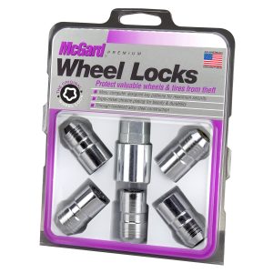 Chrome Cone Seat Wheel Lock Set (M14 x 1.5 Thread Size) – Set of 5 Locks and 1 Key