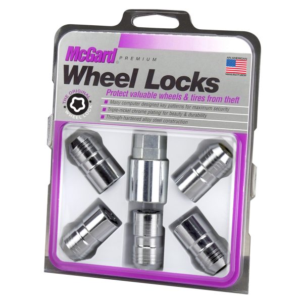Chrome Cone Seat Wheel Lock Set (M14 x 1.5 Thread Size) – Set of 5 Locks and 1 Key