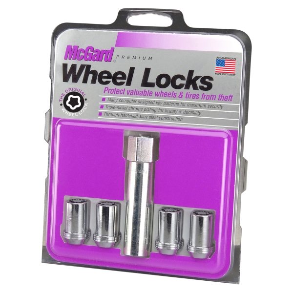 Chrome Tuner Style Cone Seat Wheel Lock Set (M12 x 1.5 Thread Size) – Set of 4 Locks and 1 Key - Image 3