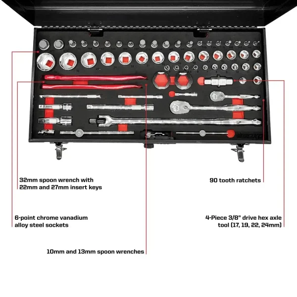 MotoBox | 103-Piece Metric Motorcycle 3-Drawer Hand Carry Tool Box - Image 3