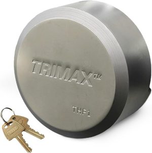 Trimax THPXL Hockey Puck Internal Shackle Trailer Door Lock - Rekeyable, Stainless Steel