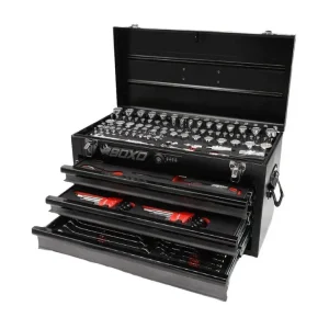 159-Piece Metric and SAE Combo 3-Drawer Hand Carry Tool Box - BLACK