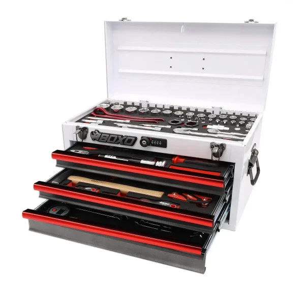MotoBox | 103-Piece Metric Motorcycle 3-Drawer Hand Carry Tool Box - WHITE - Image 11